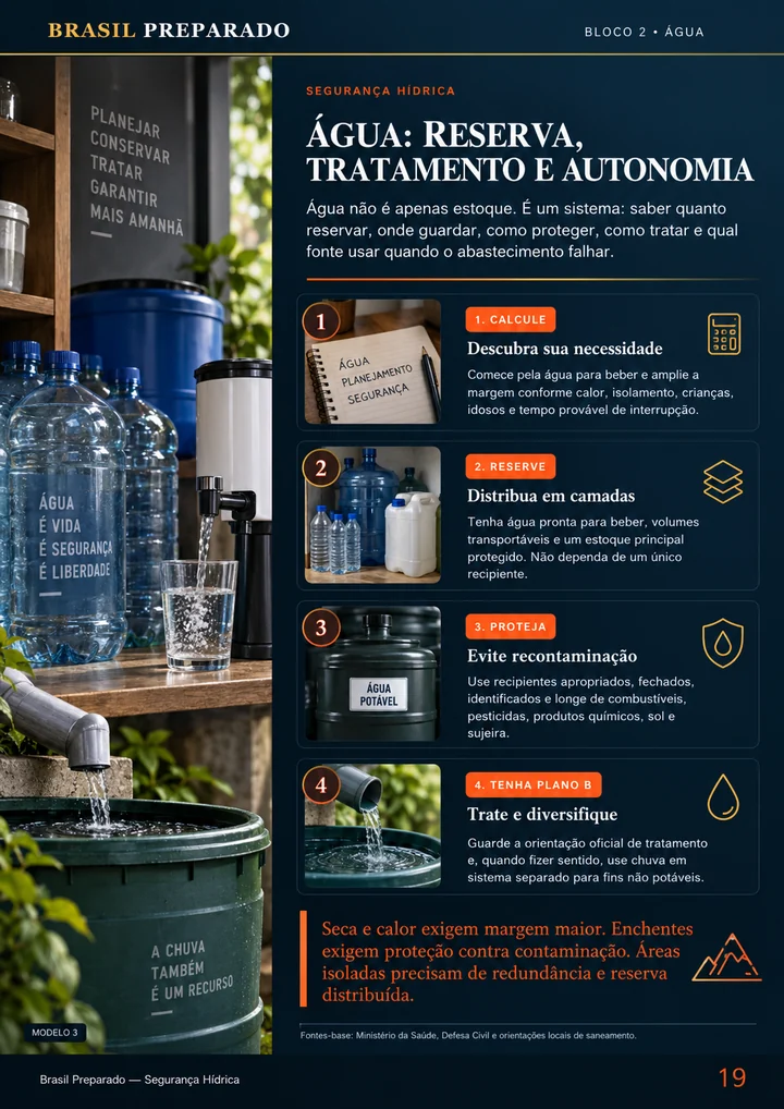 Página sobre reserva, tratamento, proteção e autonomia de água